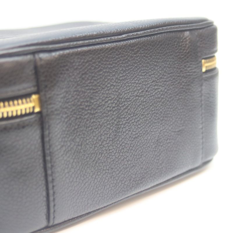 Chanel No 5 Black Caviar Skin Ghardware 2WAY Vanity Shoulder Bag Vanity Bag