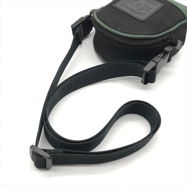 Chanel CC Logo Sports Line Shoulder Bag 2-Way Nylon Canvas Black Green
