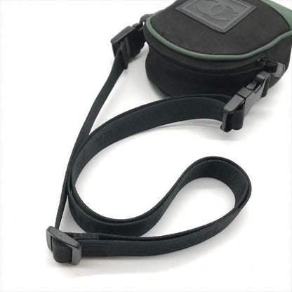 Chanel CC Logo Sports Line Shoulder Bag 2-Way Nylon Canvas Black Green