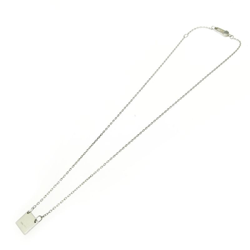 Gucci Silver Logo Square Plate Necklace 6.0g 925 Engraved 407864 Necklace