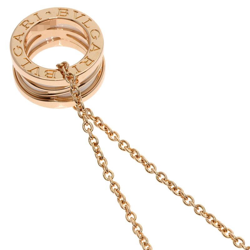 Bvlgari Bulgari B-zero1 Bee Zero One Legend White Ceramic Necklace 18K Pink