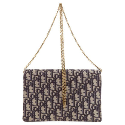 Christian DIOR Chain Wallet With Trotter Pattern Long Wallet With Coin Purse