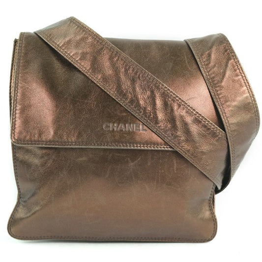Chanel Calf Bronze Unisex Shoulder Bag
