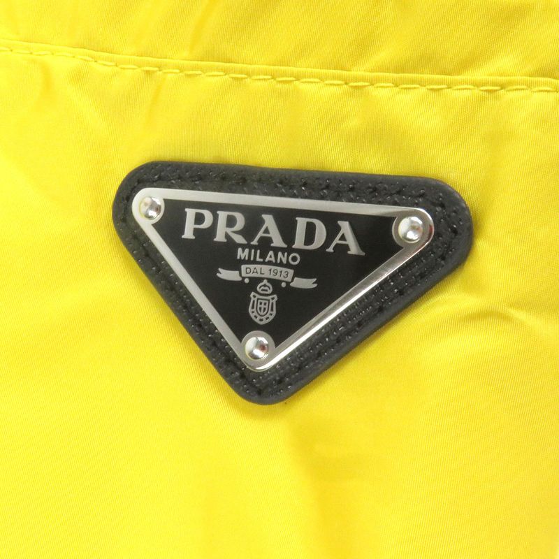 Prada 2021 Sph153 Re-nylon Triangle Logo Triangle Plate Shorts Yellow S Made In