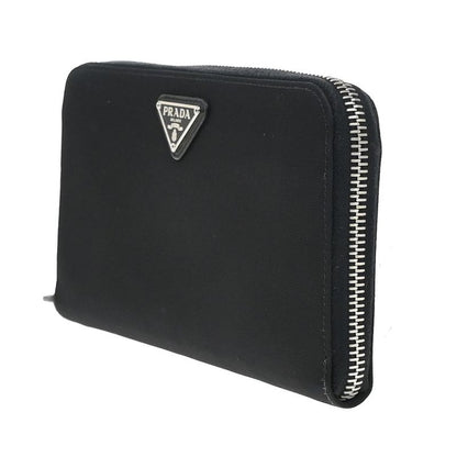 Prada Long Wallet Round Zipper Black Nylon Leather 62kb035