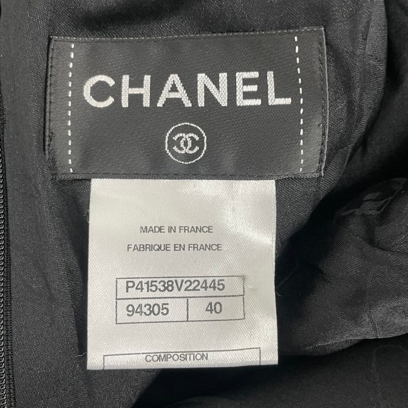 Chanel P41538v22445 Black Gripois Jeweled Wool Dress Size 40 Black