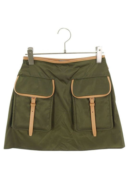 Prada 21h967 Re-nylon Triangle Logo Plate Multi Pocket Skirt Women 36