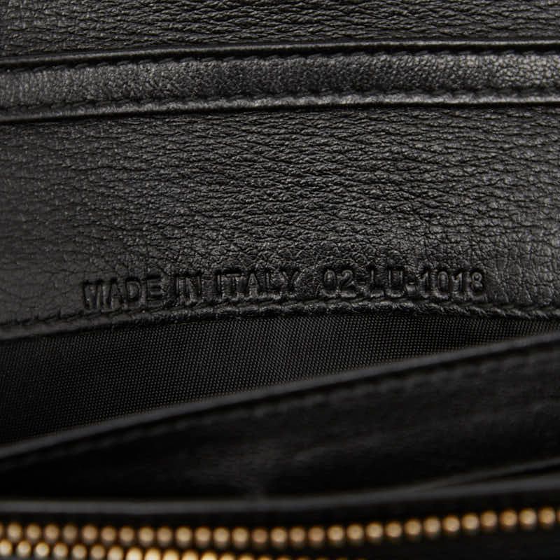 Dior Logo Chain Wallet Long Wallet Handbag Black Gold Patent Leather Women Dior