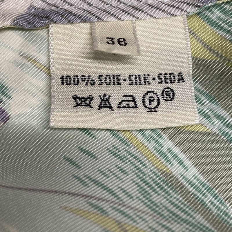 Hermes Long Sleeve Shirt Blouse Size 36 S Women's - Ivory Purple And Multi Silk