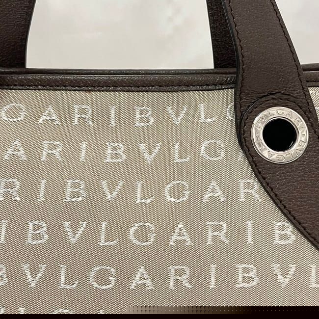 Bulgari Tote Bag Lolita Beige Brown Logomania Excellent Condition