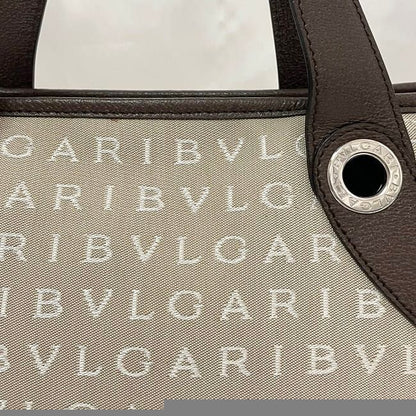 Bulgari Tote Bag Lolita Beige Brown Logomania Excellent Condition