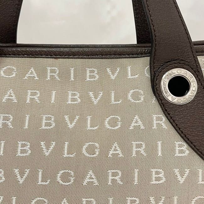 Bulgari Tote Bag Lolita Beige Brown Logomania Excellent Condition