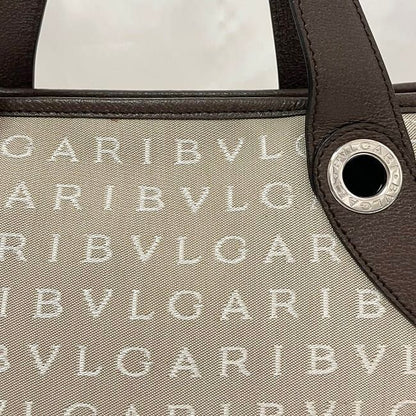 Bulgari Tote Bag Lolita Beige Brown Logomania Excellent Condition