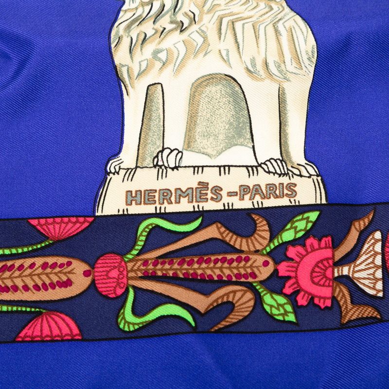 Hermes Carre 90 Torana Blue Multicolor Silk Women Hermes