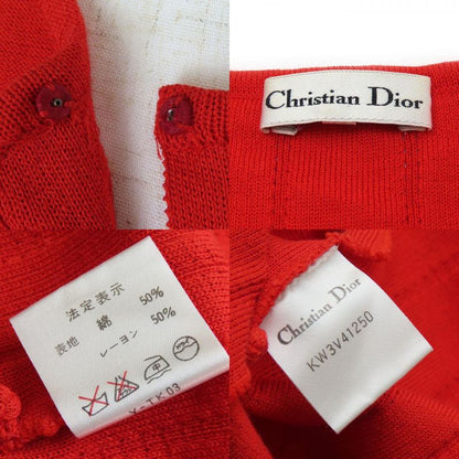 Christian Dior Cardigan M Cotton Rayon Red Knit Apparel Women Christian Dior