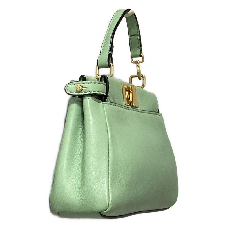 Fendi Handbag Micro Peekaboo 8m0355 Light Green Mini Bag Leather