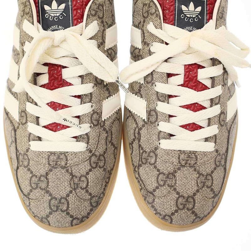 Gucci×adidas Gazelle Beige Tone Core White Ggmonogram Gazelle Sneakers Ie2262