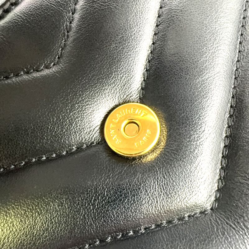 Saint Laurent Paris Lou Leather Black Shoulder Bag Gold