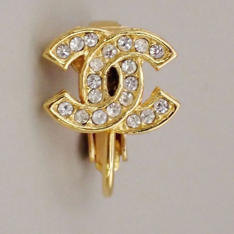 Chanel Ear Ring Coco Mark Gold One Side 63bs144
