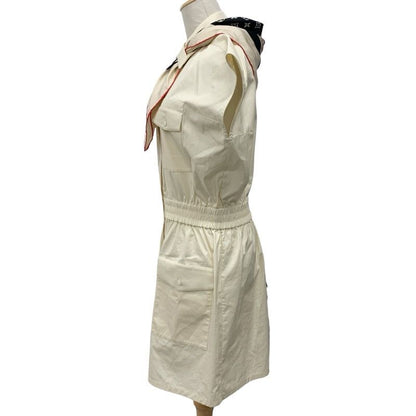 Louis Vuitton Dress Cotton Beige Black Red Scarf Safari Shirt Logo