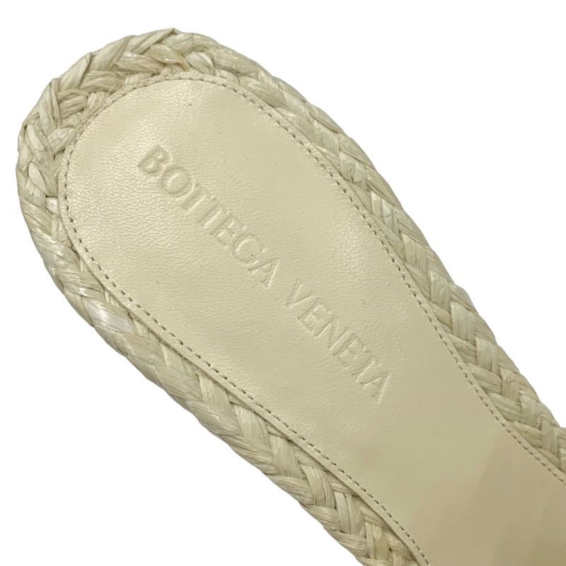 Unused Bottega Veneta Lido Sandals Mule Shoes Intrecciato Raffia Beige
