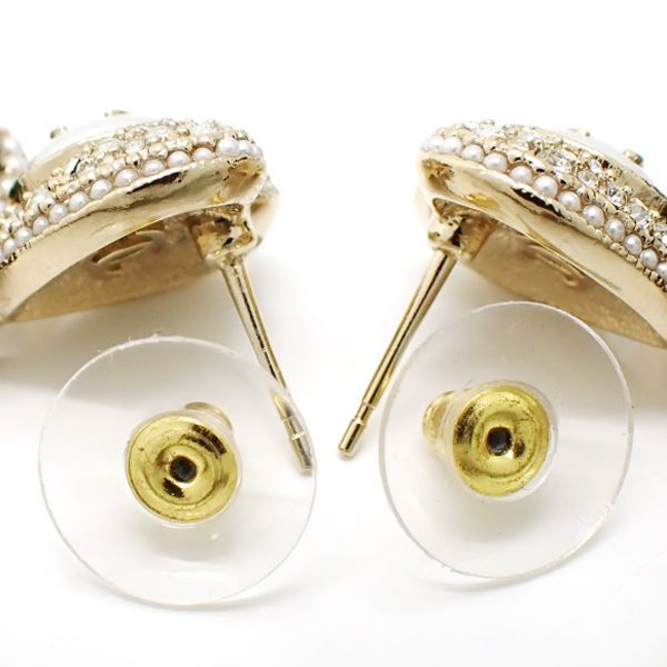 Chanel Earrings Ab9394 Heart B22 B Coco Mark Fake Pearl Rhinestone With Box
