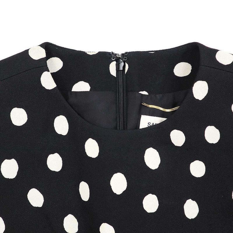 Saint Laurent Paris 20ss Rayon Dot Dress 582689 Y355v Black F34
