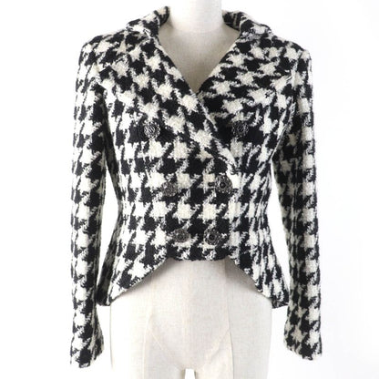 CHANEL P62358v47832 Wool Coco Mark Button Staggered Pattern Tweed Jacket Black