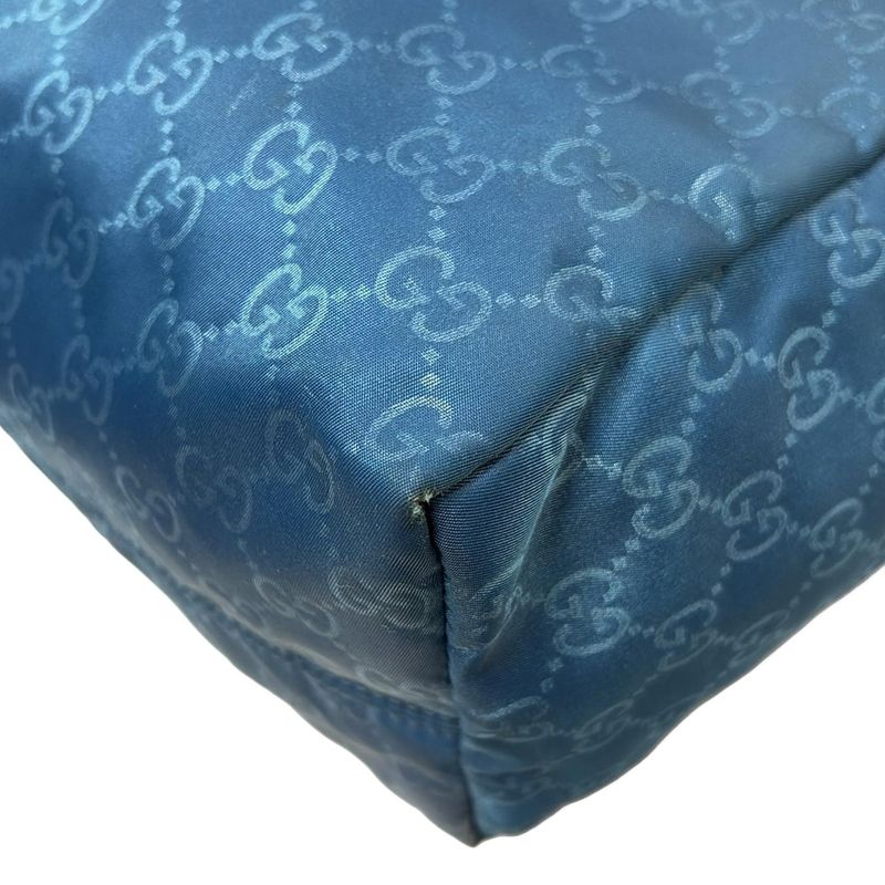 Gucci Tote Bag GG Pattern 282439 Blue And Brown Leather