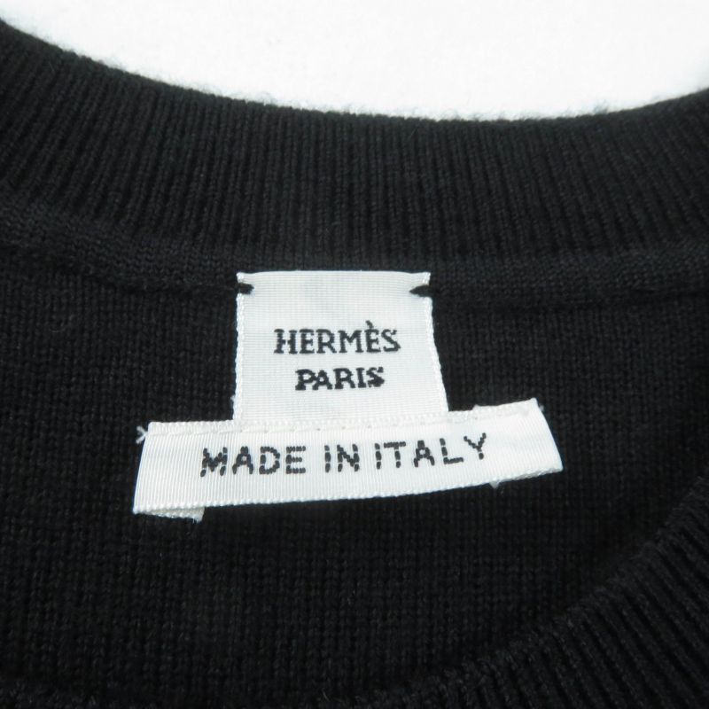 Hermes 23SS 3e2500dc Cashmere Silk Blend Crew Neck French Sleeve Knit Dress