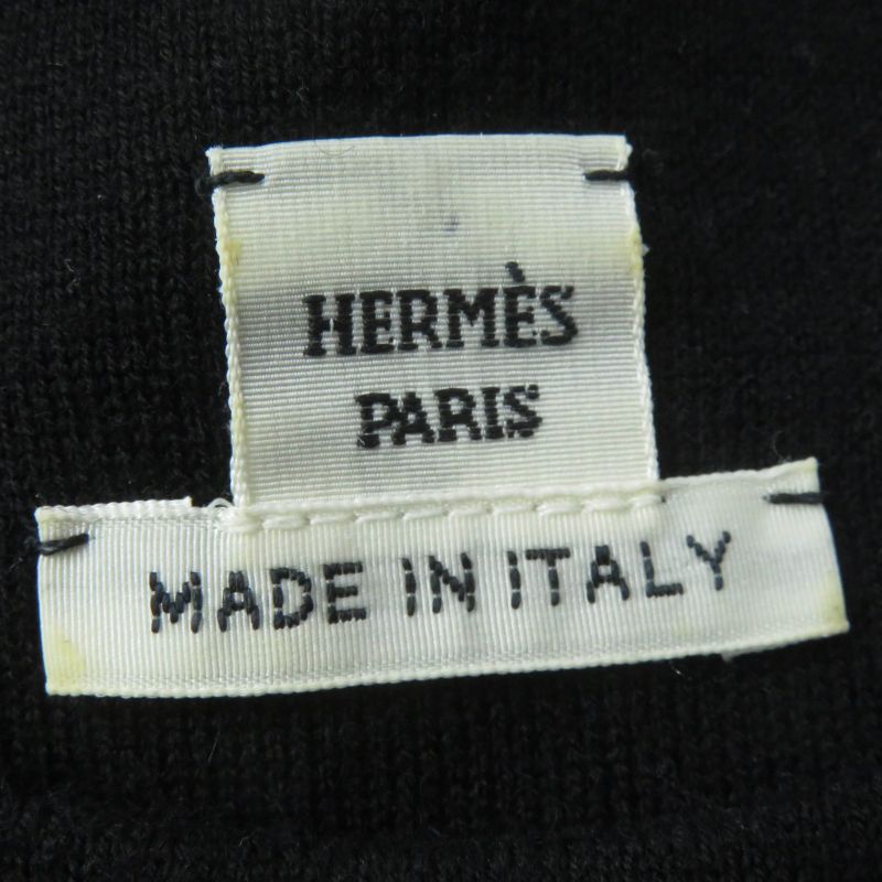 Hermes Serie Hardware Short Sleeve Knit Dress With Buttons Leather Black 36