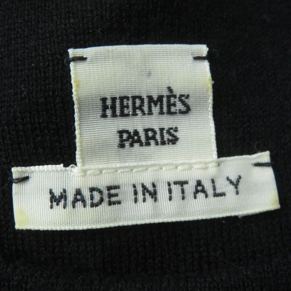 Hermes Serie Hardware Short Sleeve Knit Dress With Buttons Leather Black 36