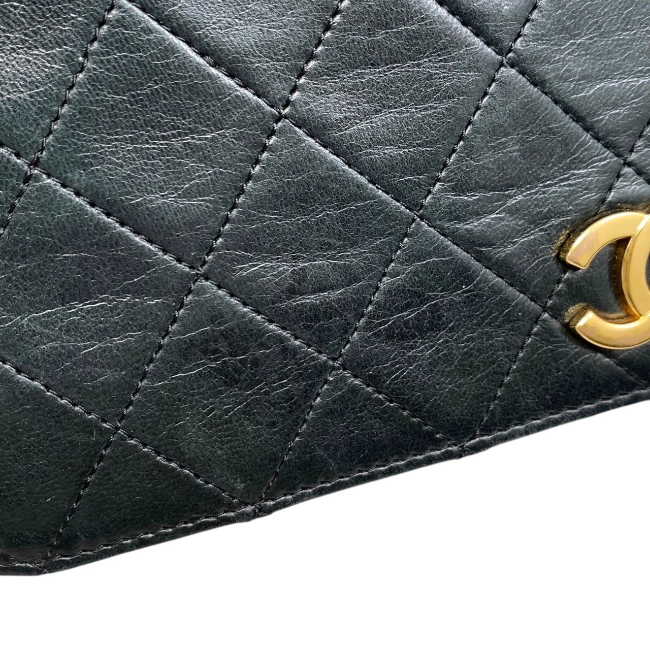 Chanel Shoulder Bag Matelasse Lambskin Coco Mark Chain Vintage Black Gold