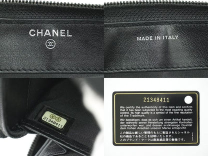 Authentic Chanel Coco Mark Round Zipper Long Wallet Long Wallet Caviar Skin