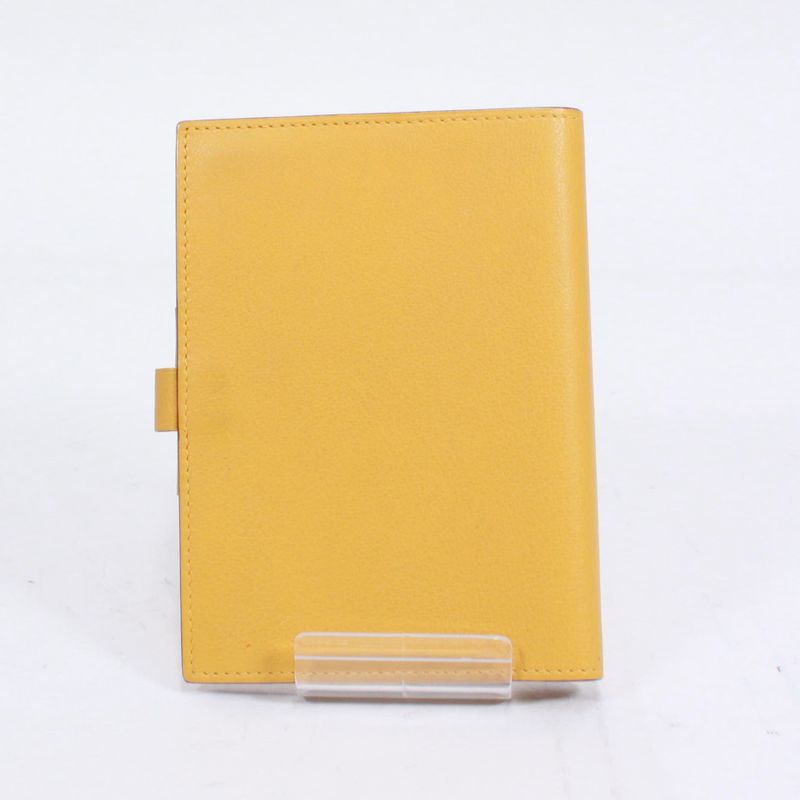 Hermes Agenda GM Leather Yellow Wallet (other) Silver