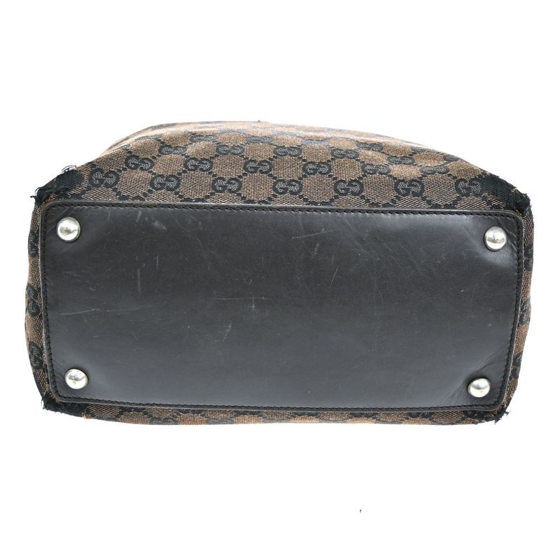 Gucci Tote Bag Canvas Leather Brown 07bs193