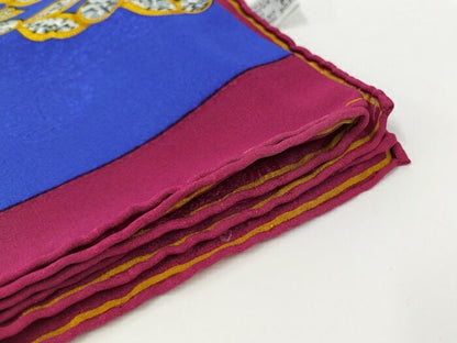 Cartier Scarf Large Size 100% Silk Blue Multicolor