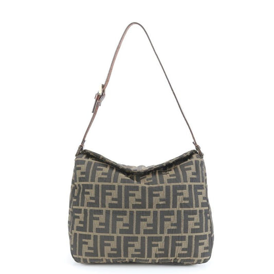 Fendi Zucca Leather Shoulder Bag Shoulder One Shoulder Hobo Silver Hardware