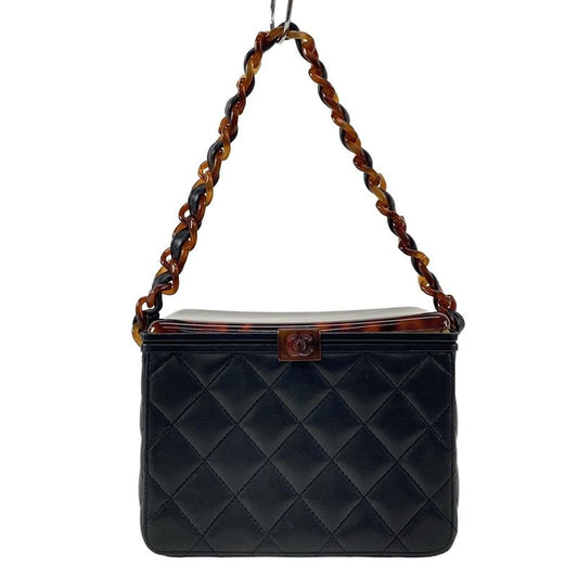 Chanel Vanity Bag Matelasse Black And Brown Plastic Chain/tortoiseshell Lambskin