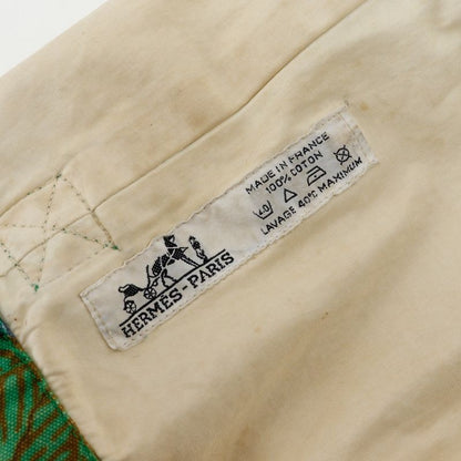 Hermes One Shoulder Botanical Pattern Bird Pattern Vintage Cotton Green Women