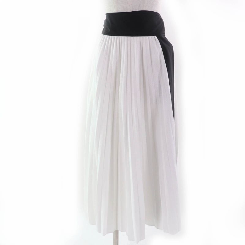 Louis Vuitton 2024 Silk Blend Ribbon Belt Design Pleated Wrap Long Skirt White