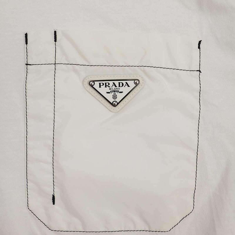 Prada 22ss Logo Plate Nylon Pocket T-Shirt Ujn790 10d3 White XS