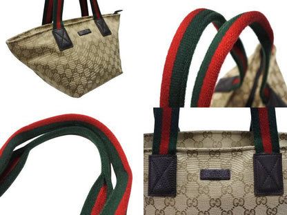 Gucci Handbag Sherry Line Beige Red Green GG Canvas Leather — view 4