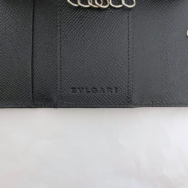 Bulgari 6ring Key Case Black Logomania Unused Excellent Condition Grained