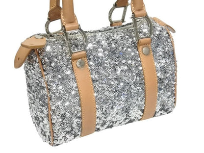 Dior Mini Boston Bag Sequin Leather Silver — view 4