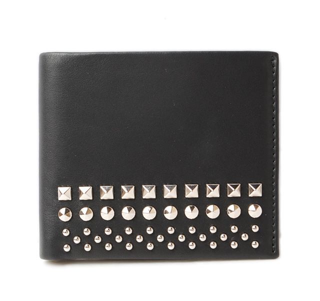 Unused Gucci Fold Wallet Leather Studded Black 387455 Ap0qn 1000