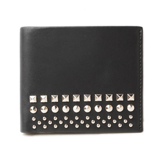 Unused Gucci Fold Wallet Leather Studded Black 387455 Ap0qn 1000