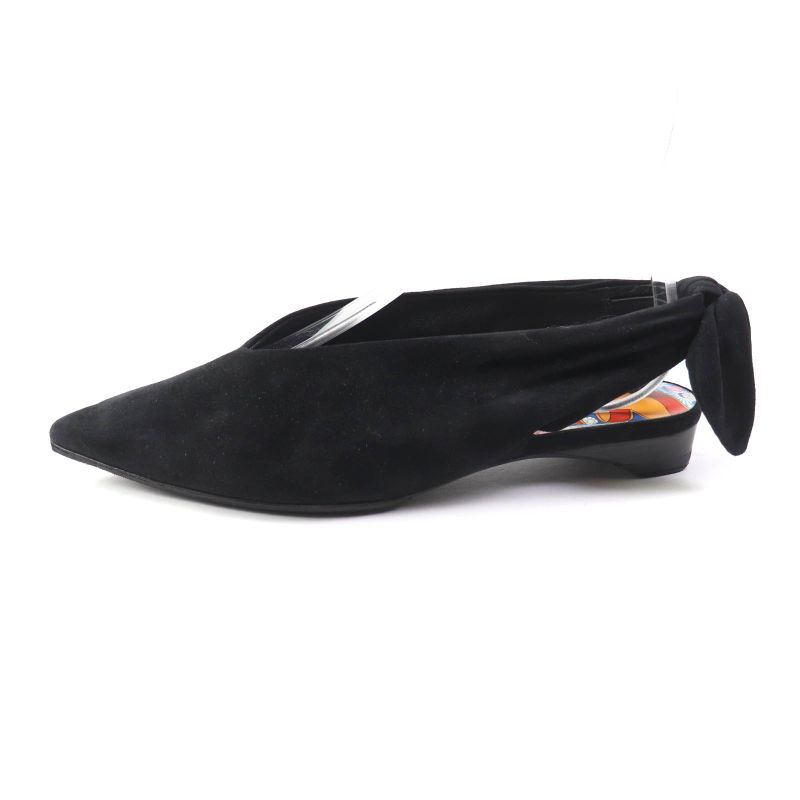 Hermes 2022 Suede Leather Pointed Toe Pumps With Back Bow Black 37 Storage With