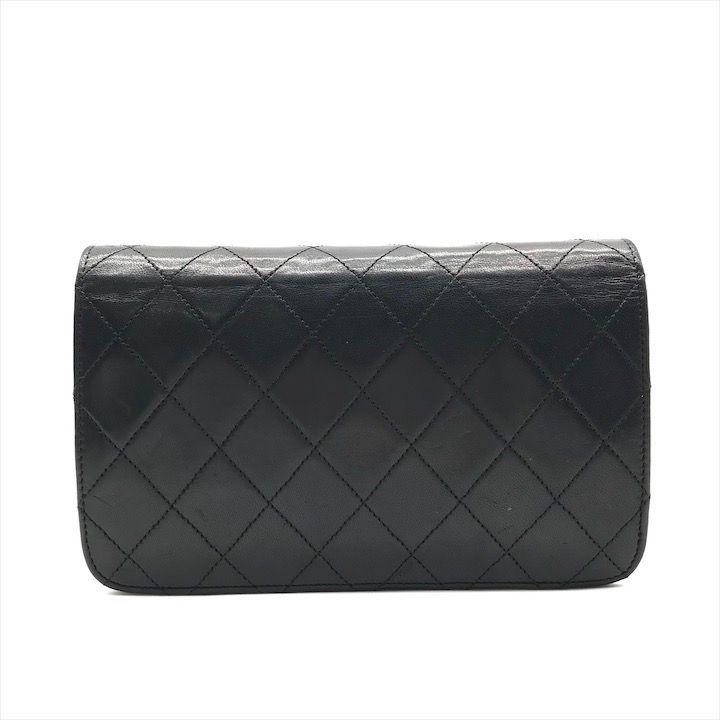Chanel CC Logo Push Lock Mini Quilted Lambskin Chain Shoulder Bag Black