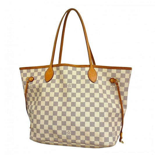 Louis Vuitton Tote Bag Damier Azure Neverfull MM N51107 White Ladies
